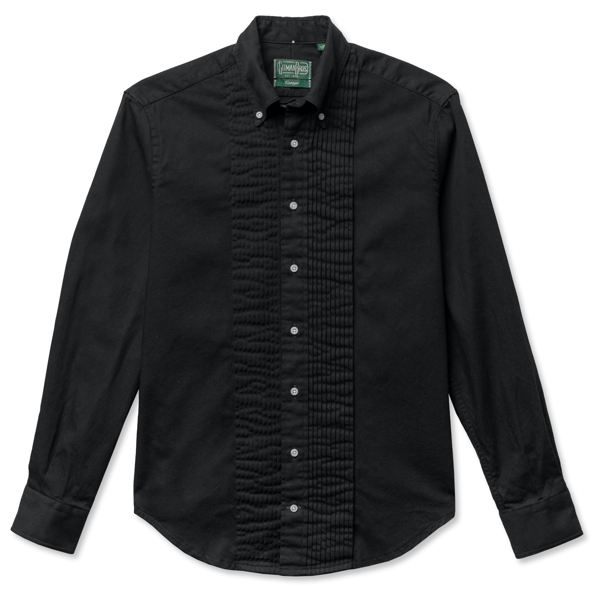 Black Overdye Oxford Tuxedo Shirt