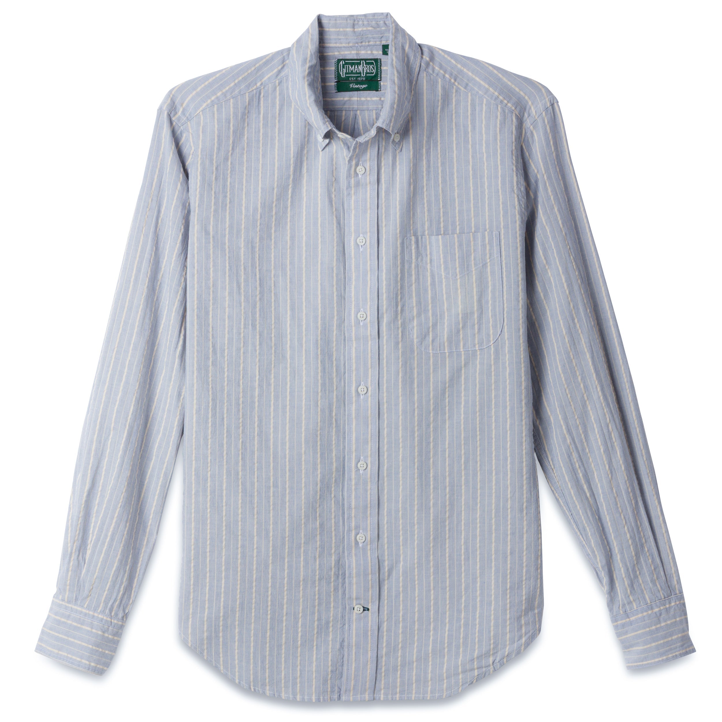 Blue Organic Cotton Dobby Stripe