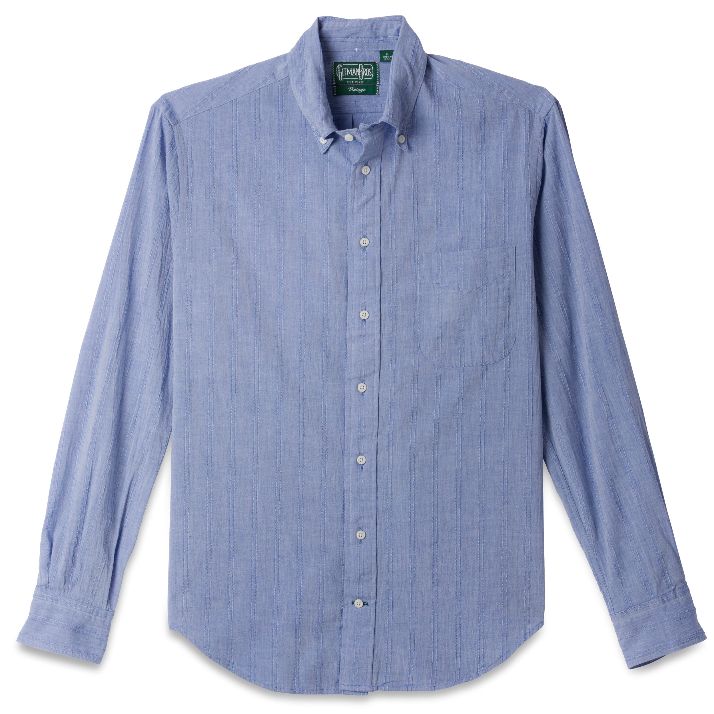 Blue Chambray Dobby Stripe