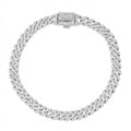Men's 6MM Micro Diamond Prong Moissanite Cuban Bracelet in White Gold Vermeil