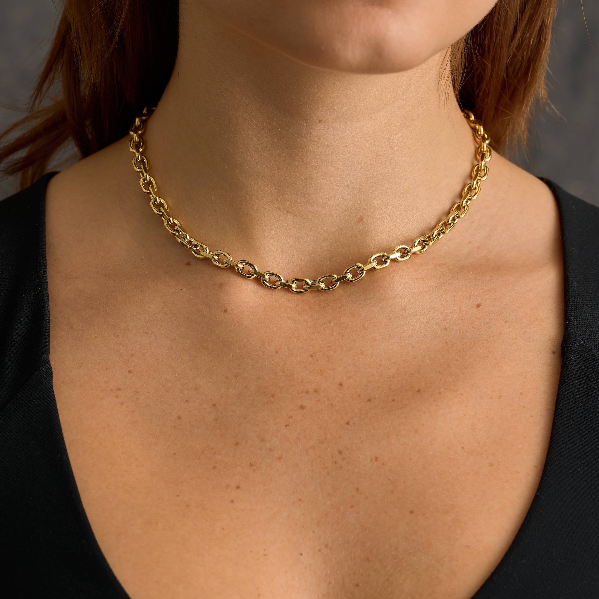 Open Box Chain Necklace in Yellow Gold - 6mm