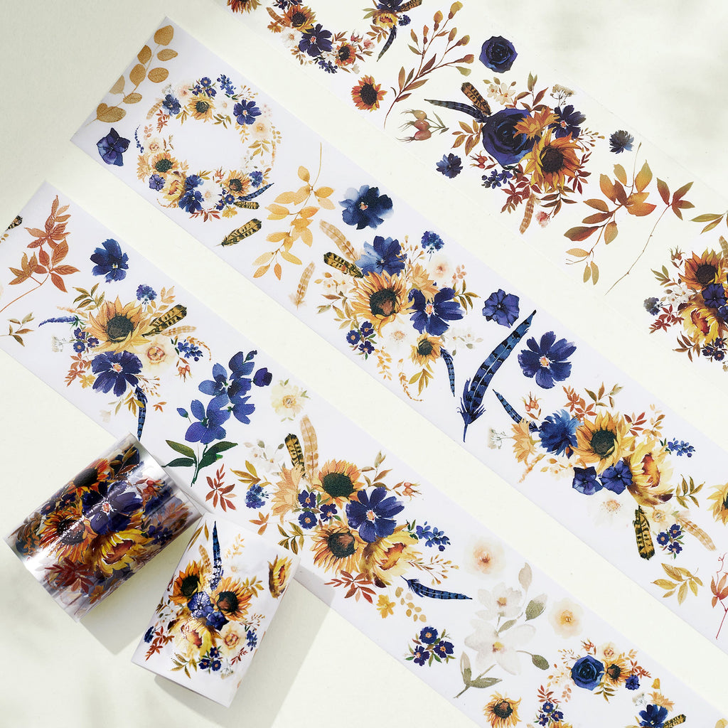 Sunflower & Navy Wide Washi/PET Tape