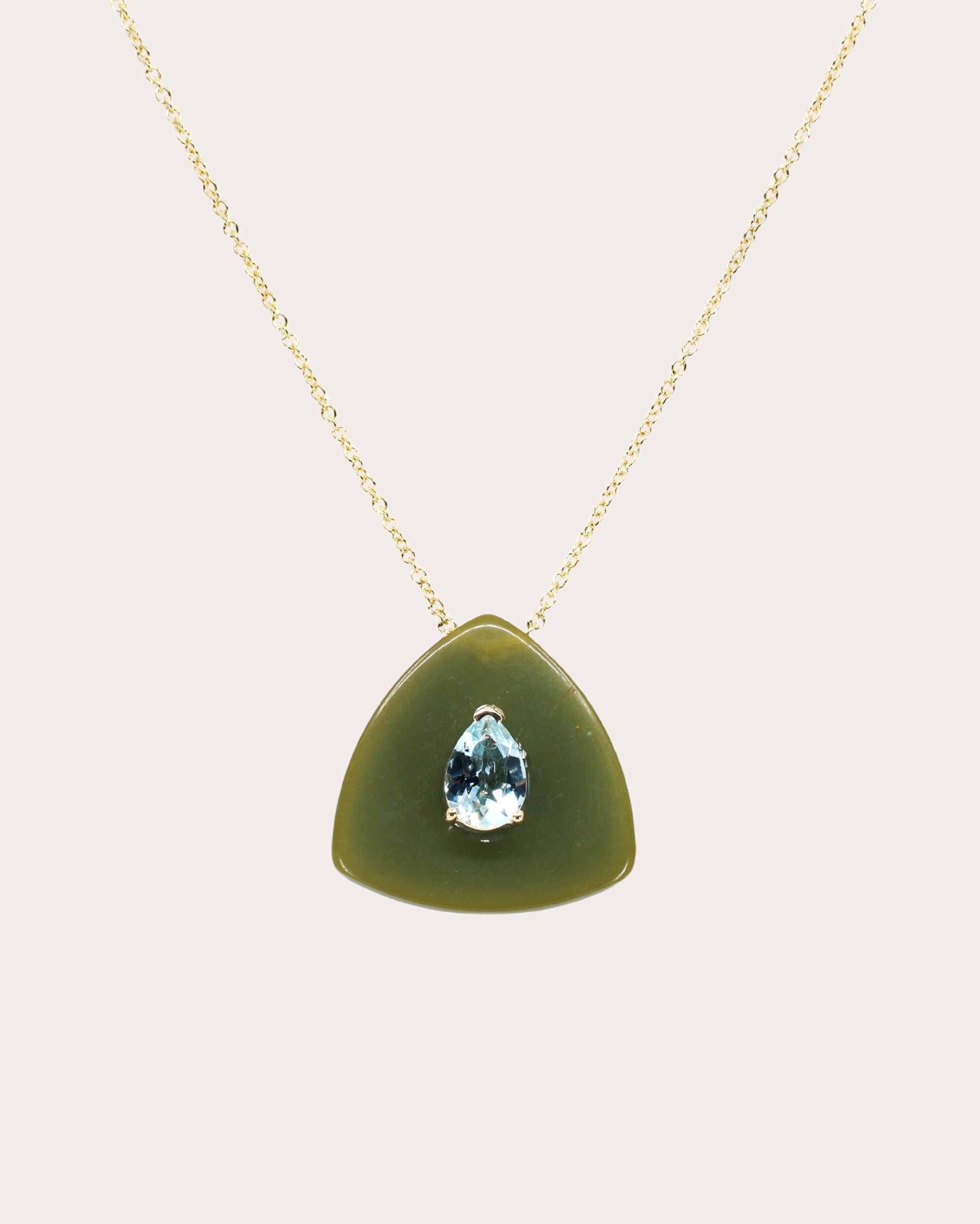 Aquamarine & Bakelite 14k Gold Eden Pendant Necklace