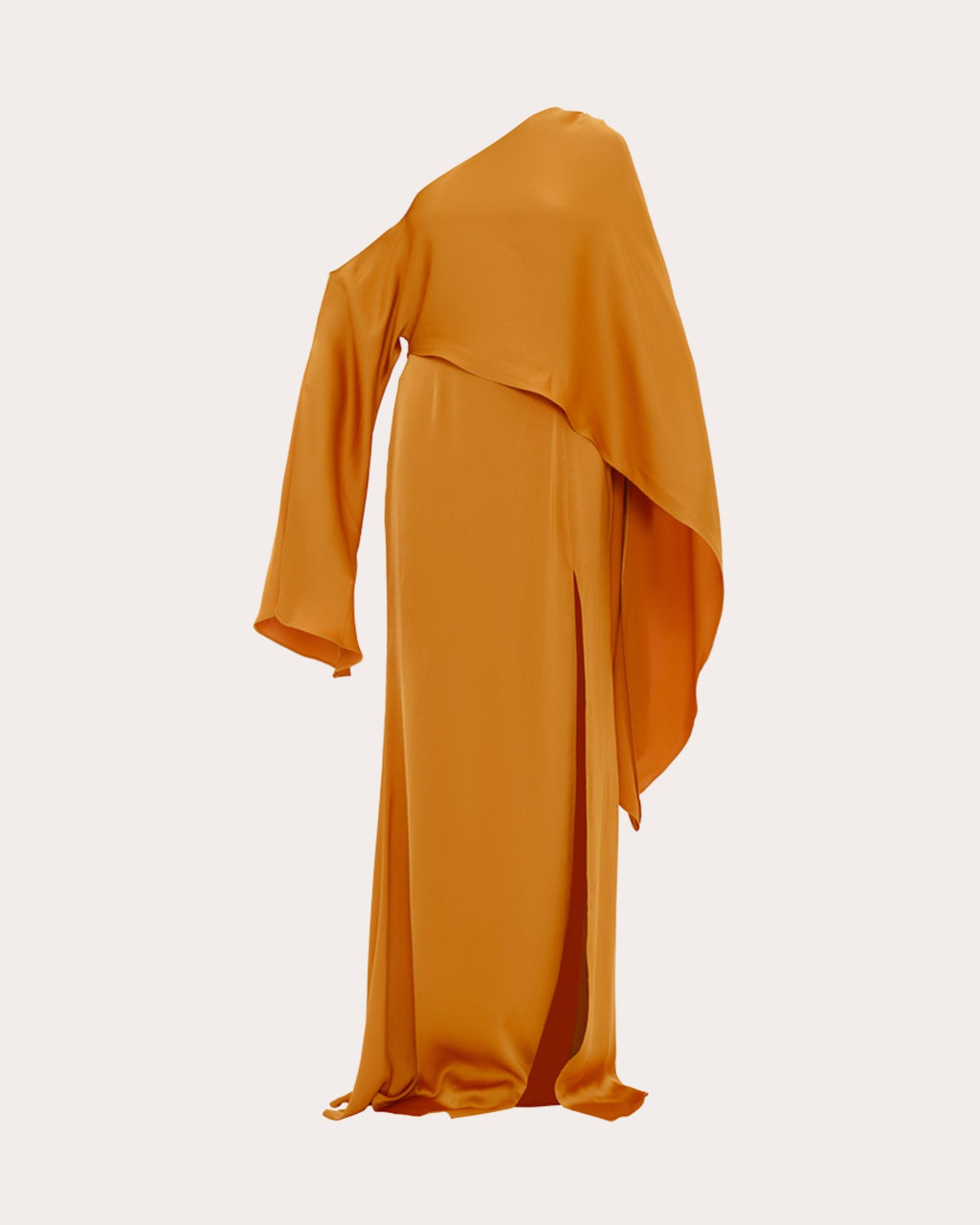 Leena Asymmetric Cape-Effect Satin Maxi Dress