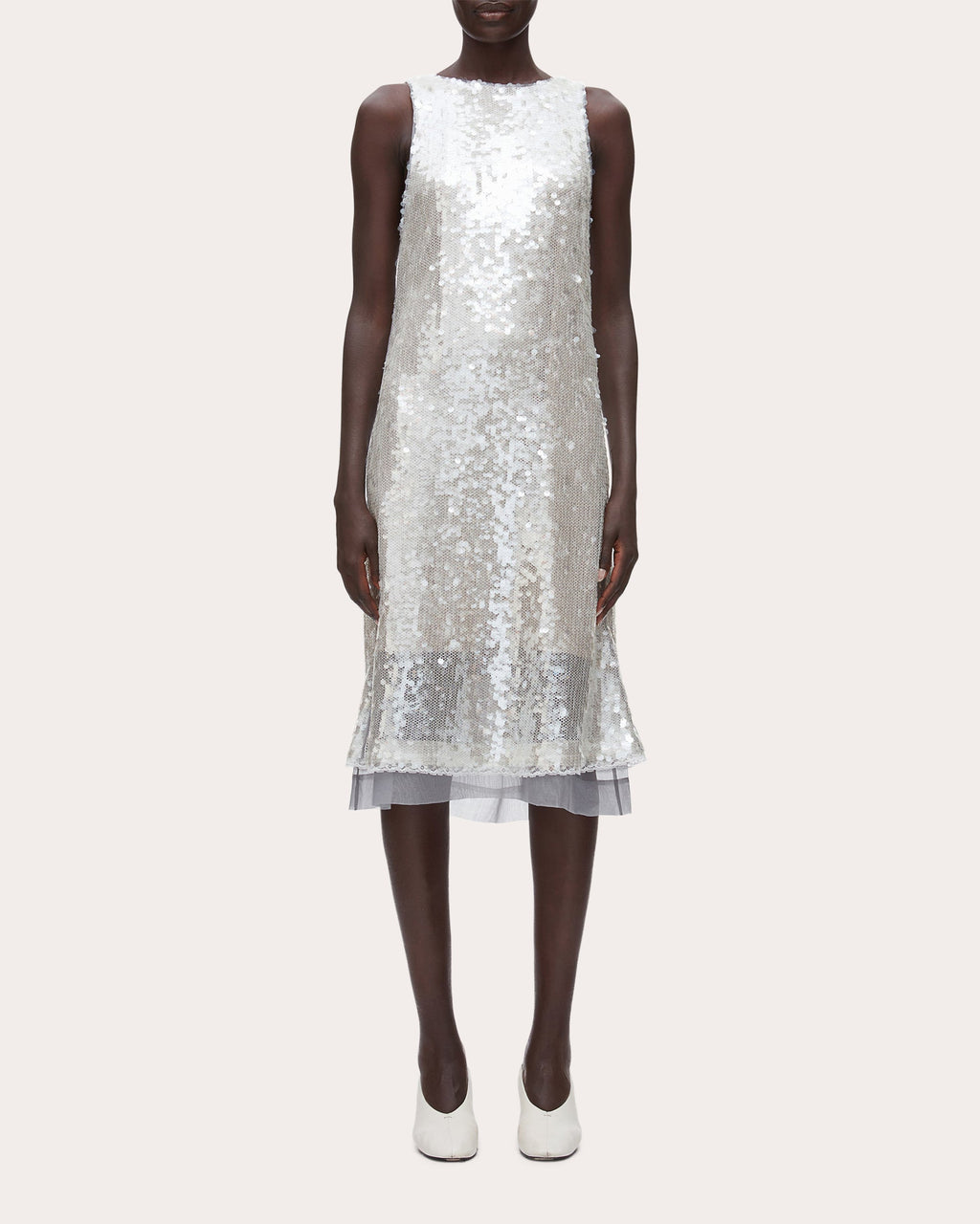 Sequin Paillette Bow Sleeveless Shift Dress