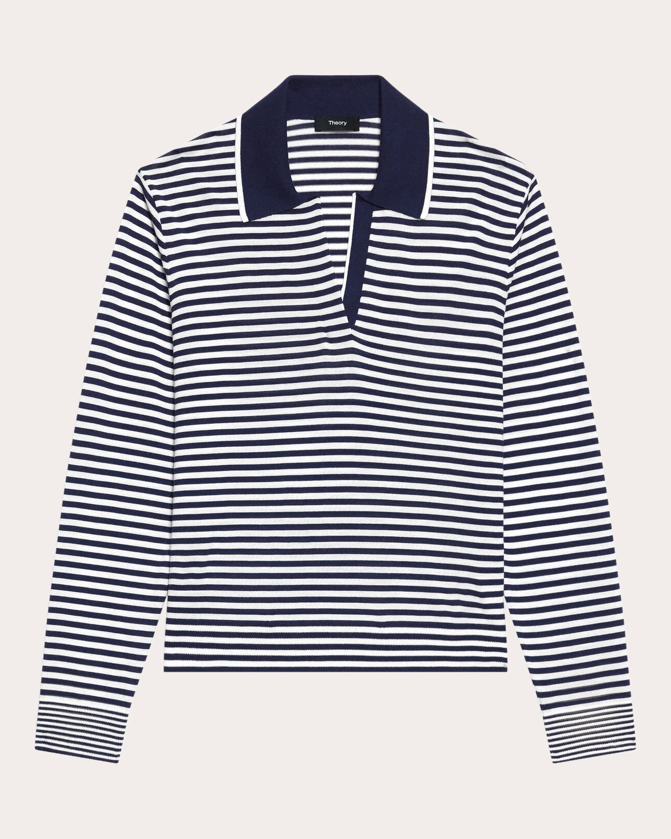 Stripe Wool Boyfriend Polo Top
