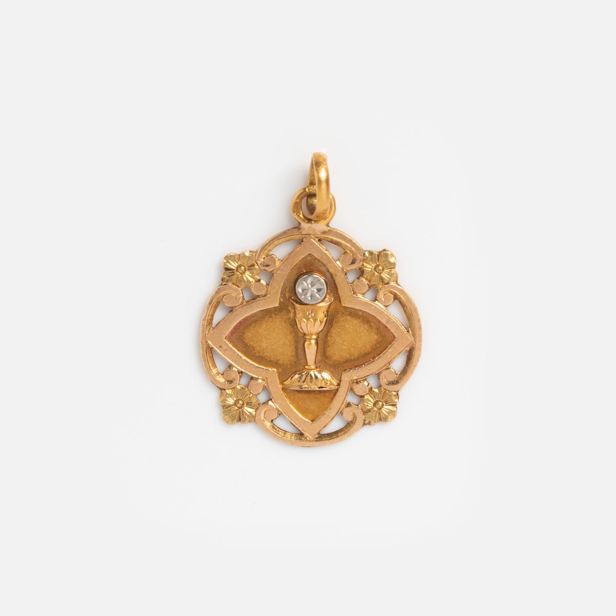 Vintage 18k and Platinum French First Communion Charm
