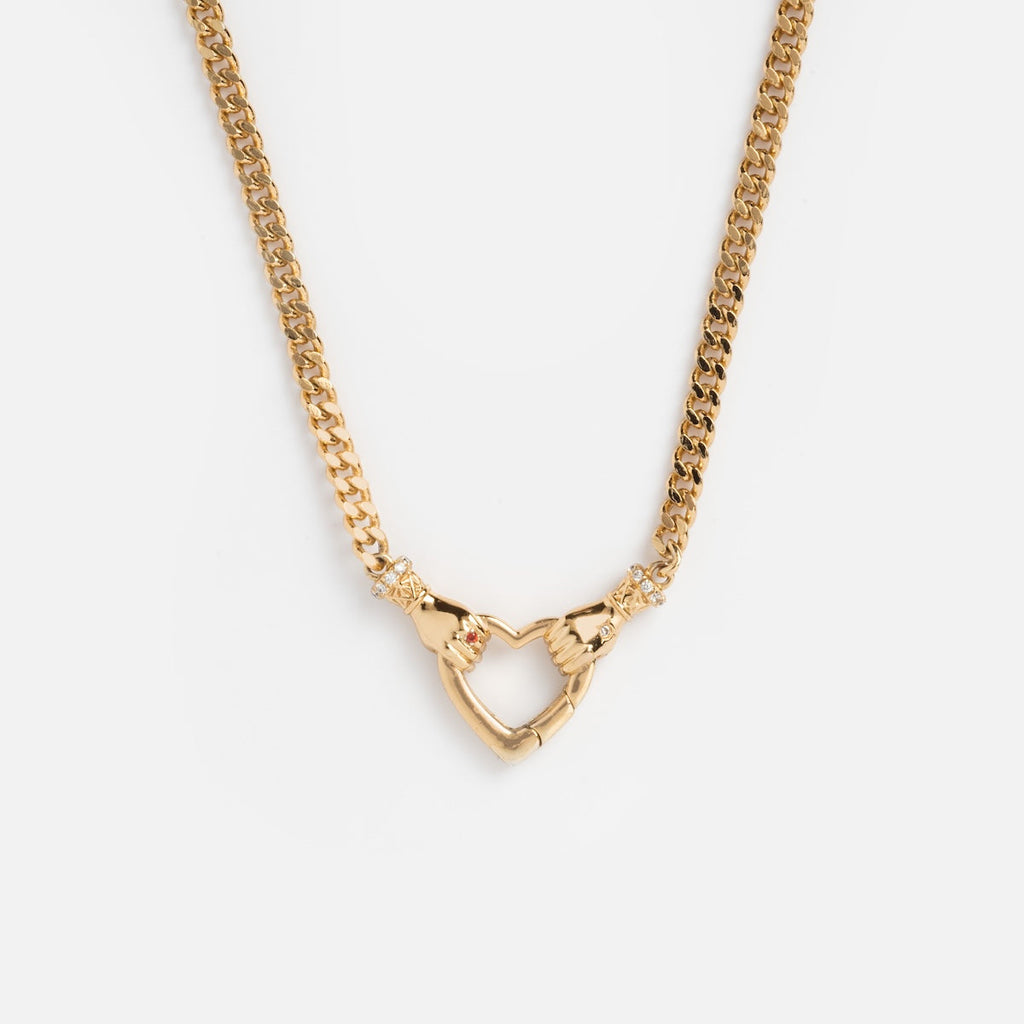 Hand Over Heart Charm Holder Necklace