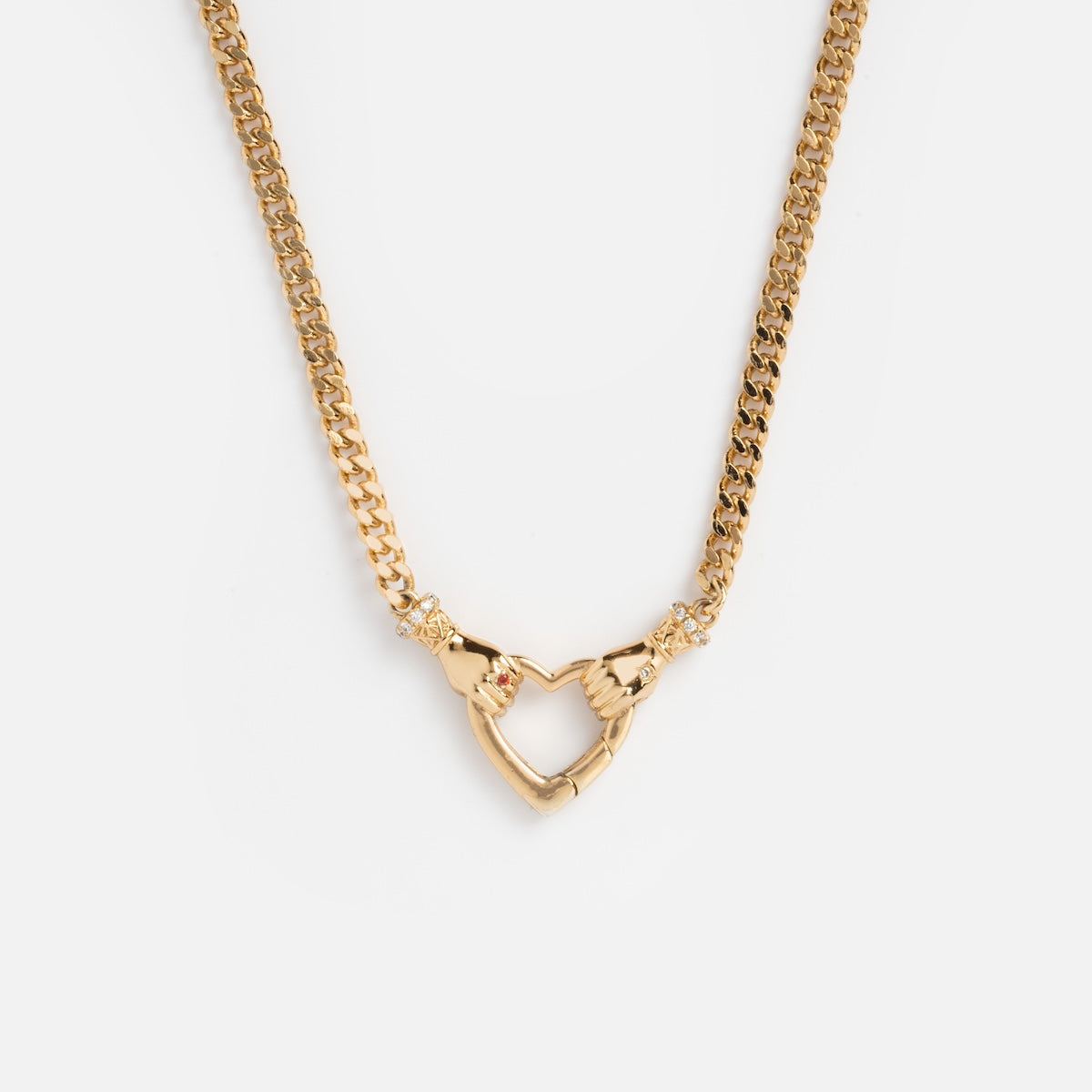 Hand Over Heart Charm Holder Necklace