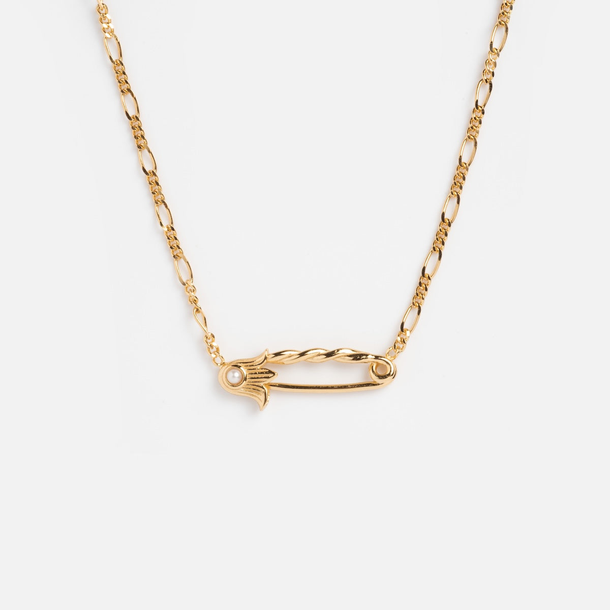 Sonnet Safety Pin Charm Holder Necklace