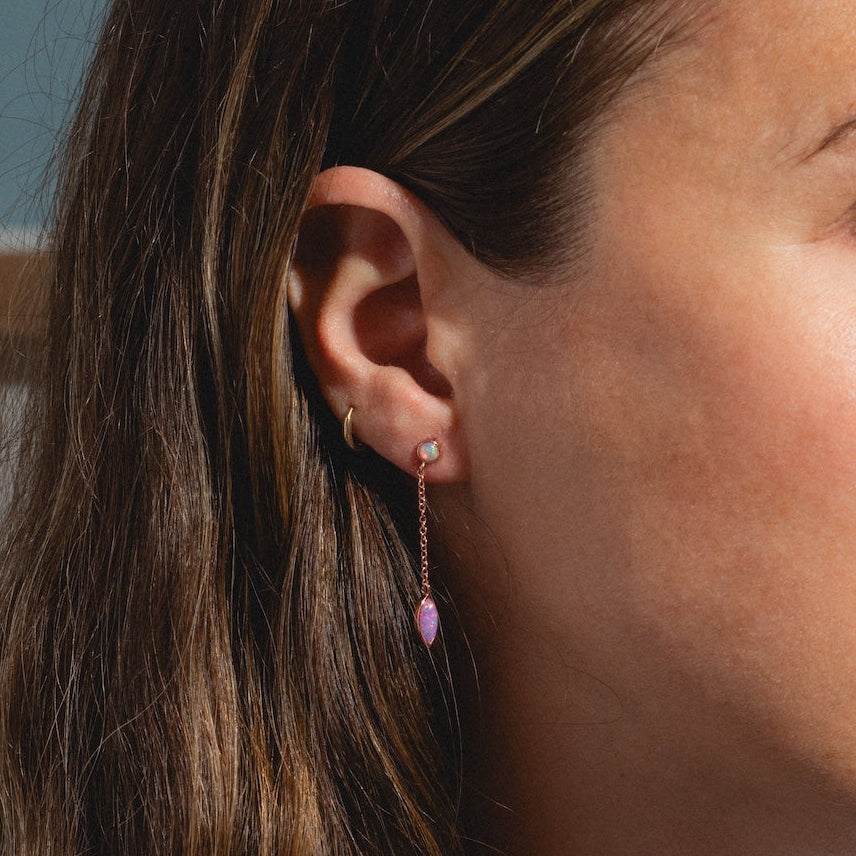Rose Gold Opal Dew Drop Studs