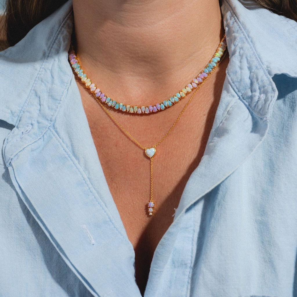 Opal Heart Lariat