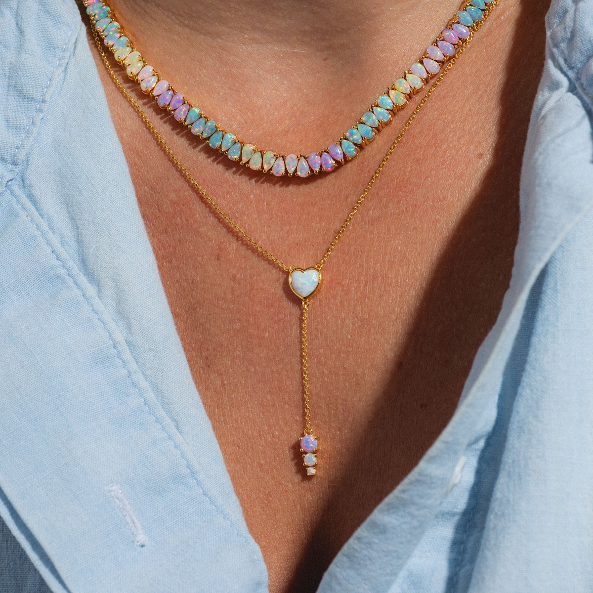 Opal Heart Lariat