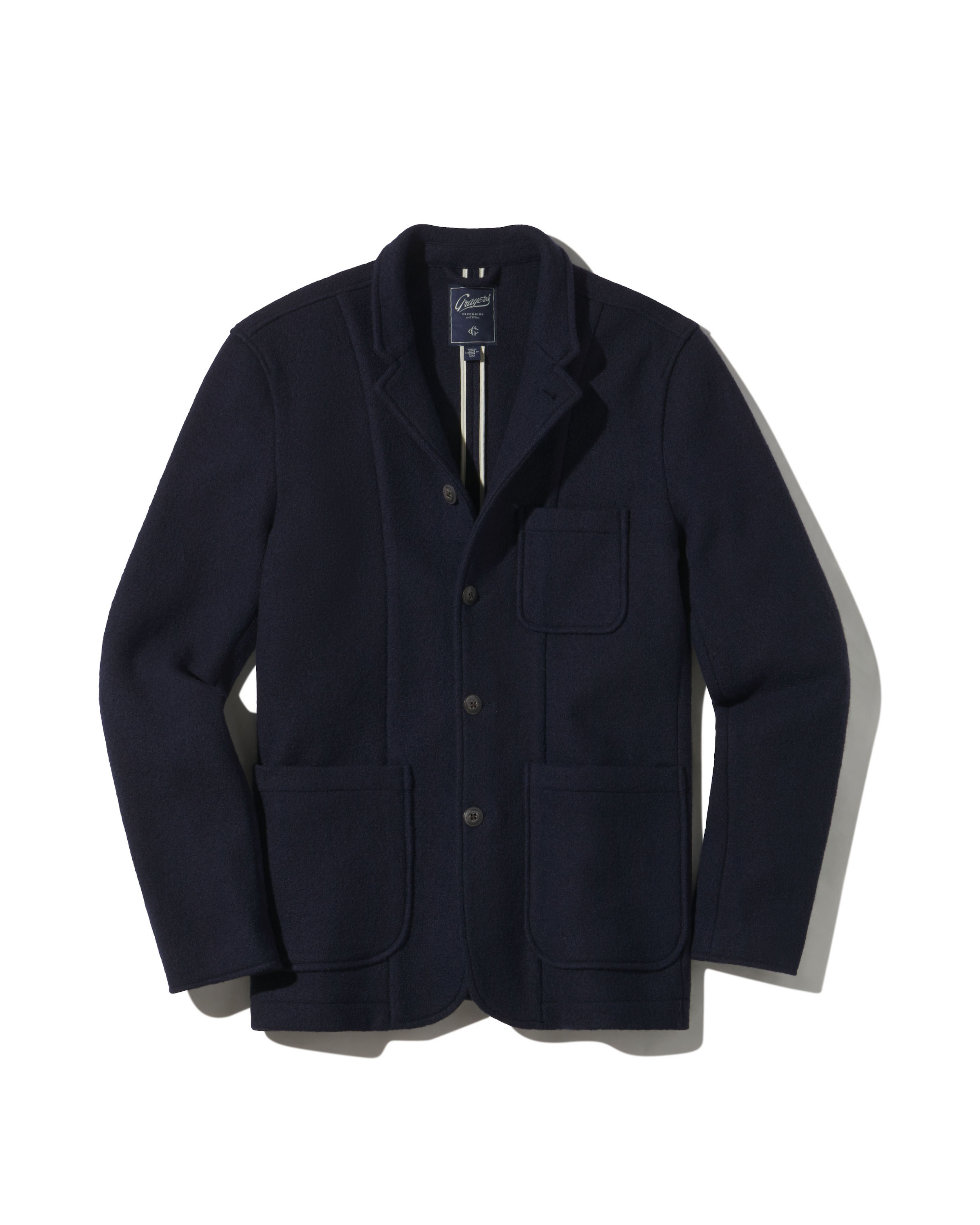 Burnham Knitted Wool Blazer - Navy