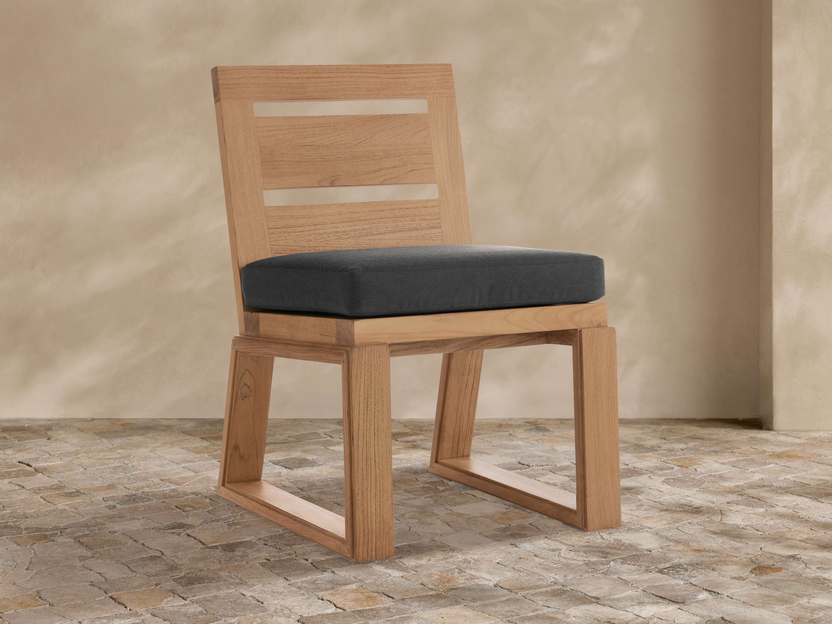 Canyon Outdoor Teak Dining Side Chair in Rosemount Bark
