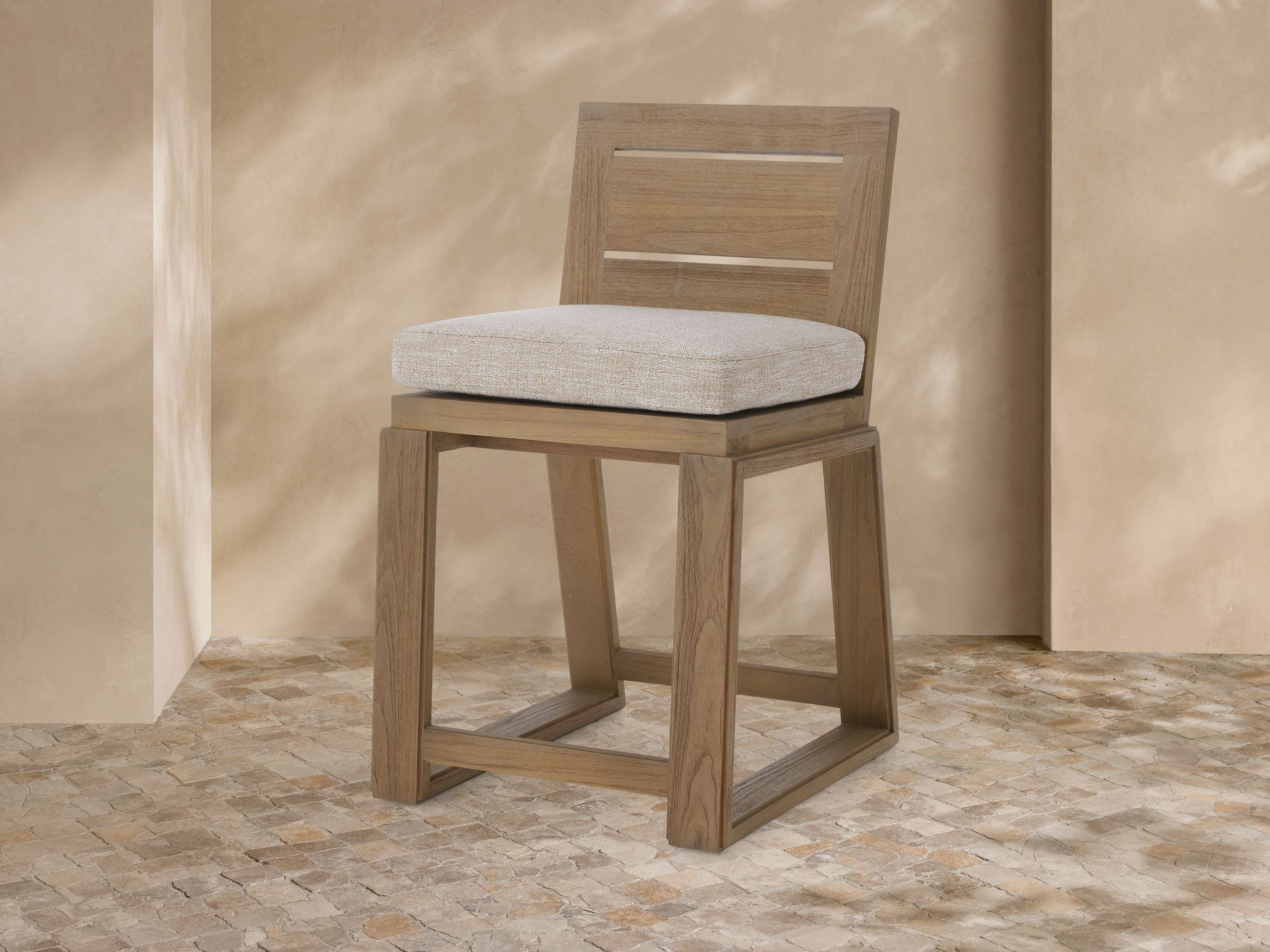 Canyon Outdoor Teak Counter Stool in Priano Malt