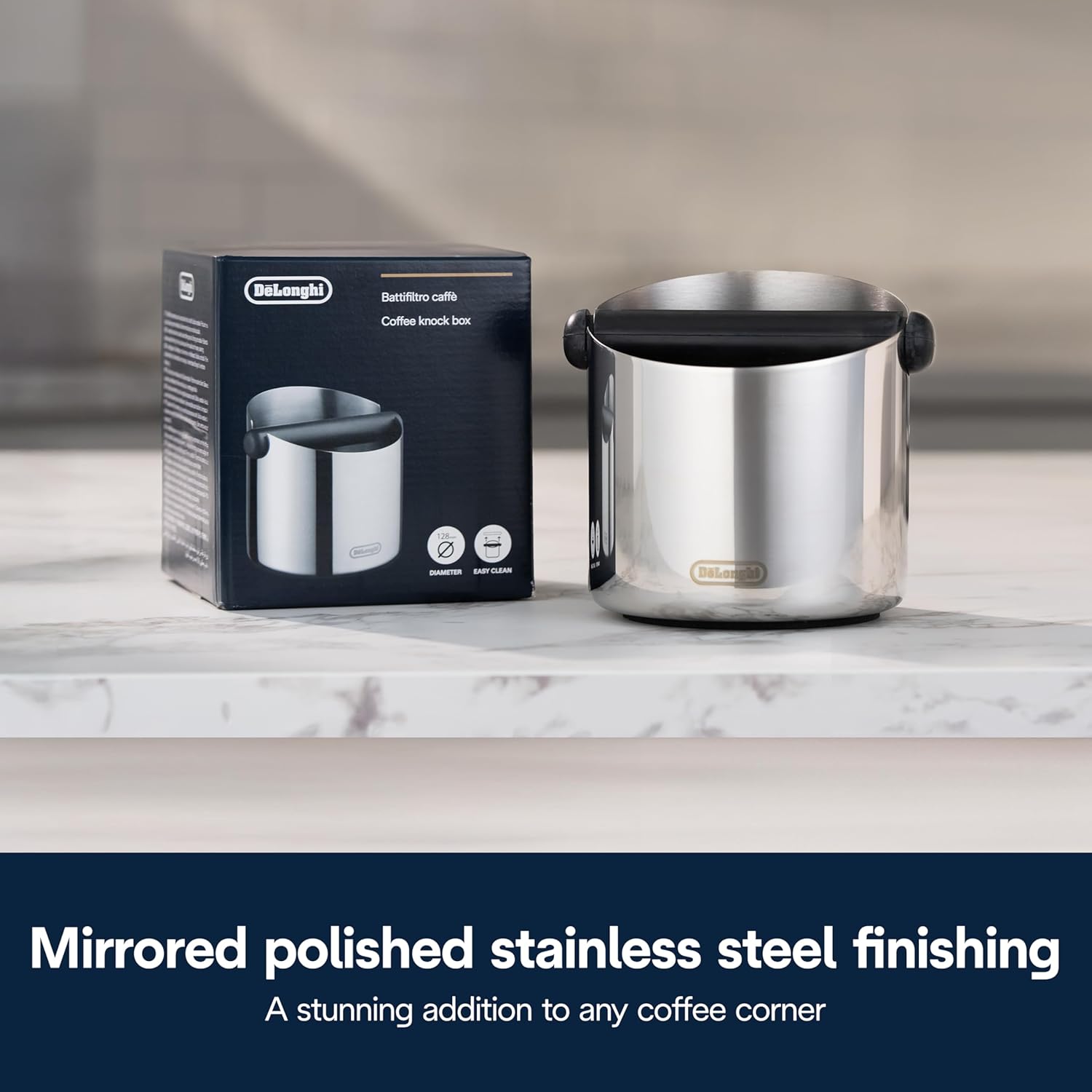 De'Longhi Easy Clean Large Knock Box - 128mm Diameter