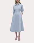 Jazz Pleated Poplin Midi Shirt Dress