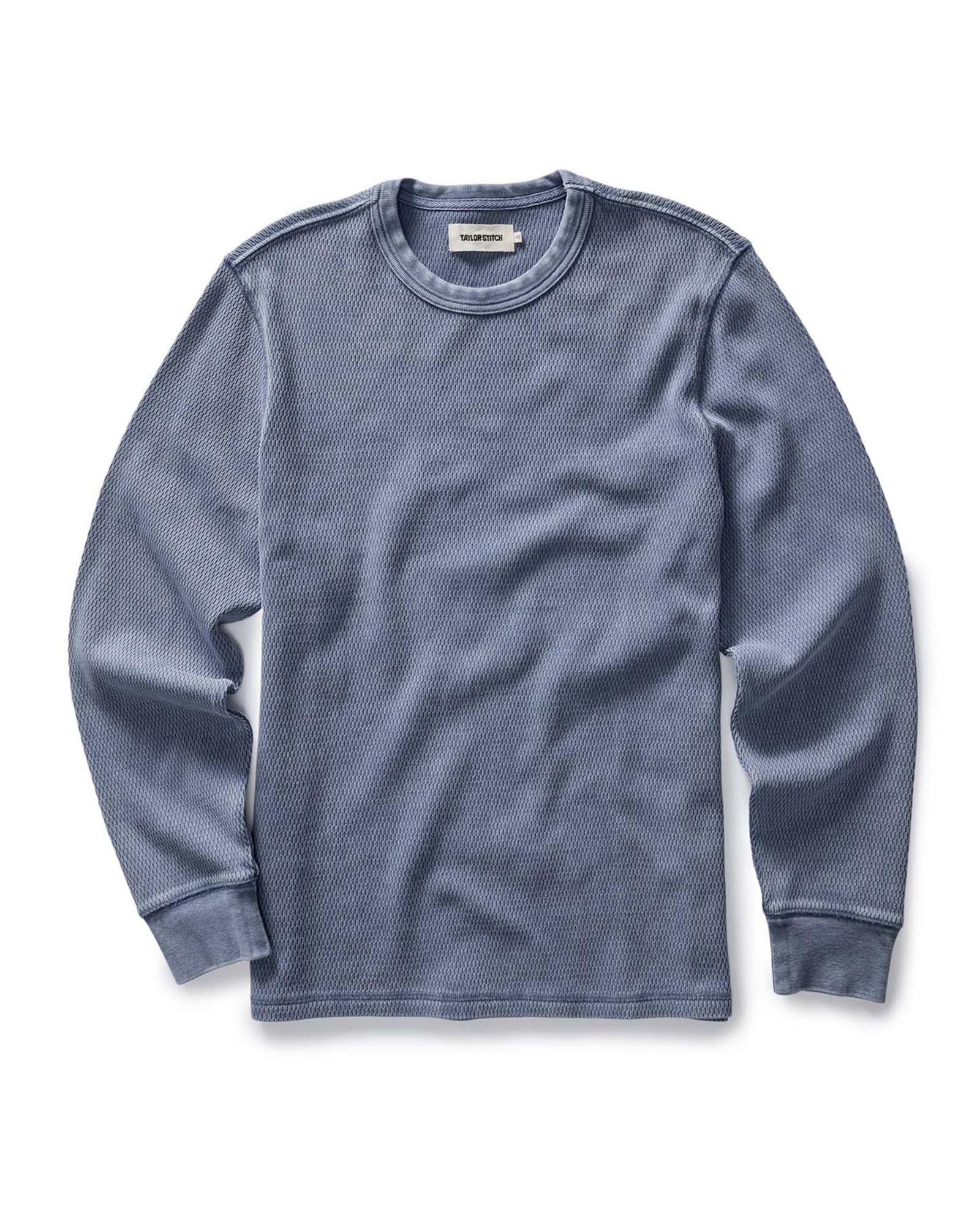 The Organic Cotton Crew in Washed Blue Waffle