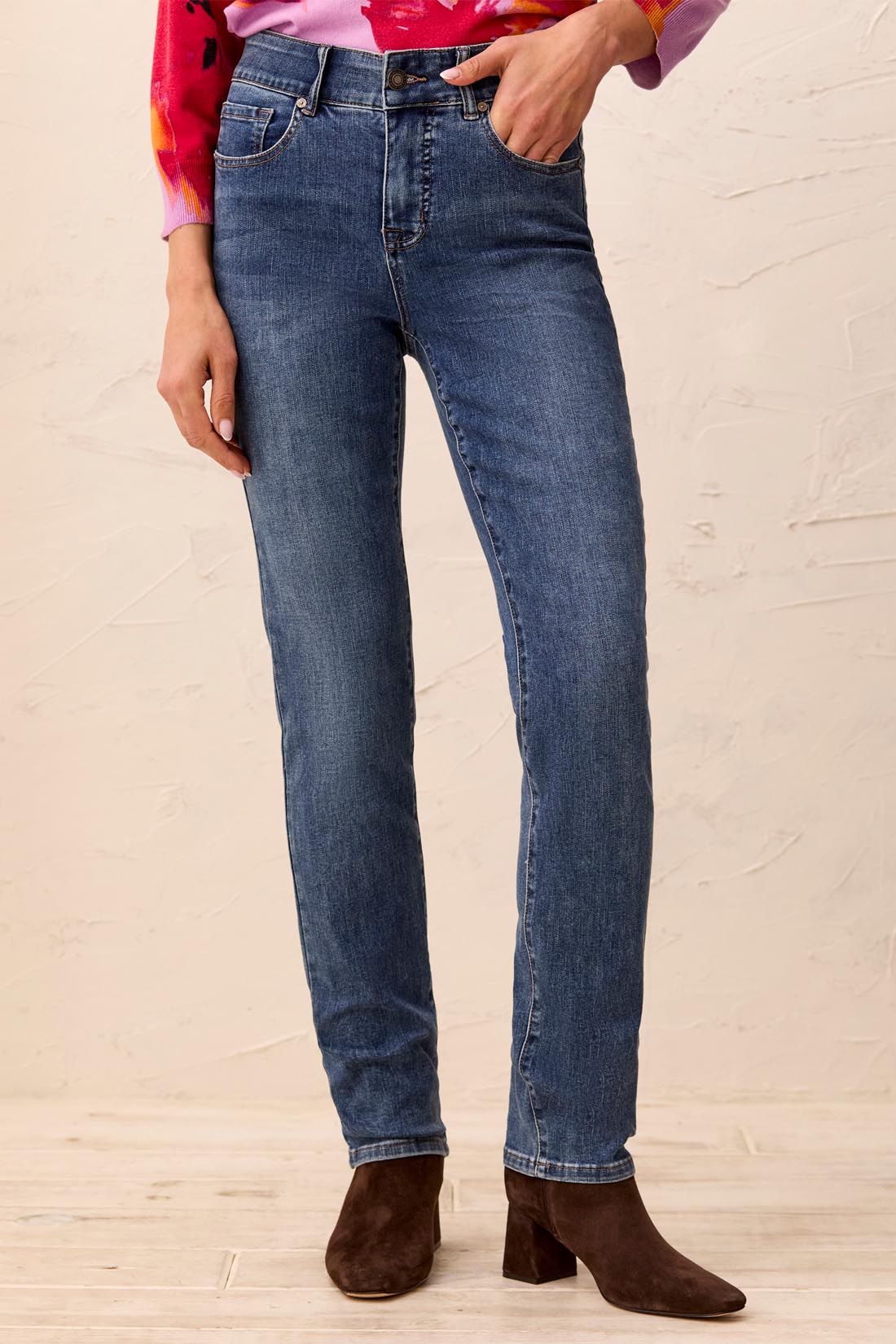 Sophia Curvy Year Round Basics Straight Leg Denim Jeans-Dk.Vintage