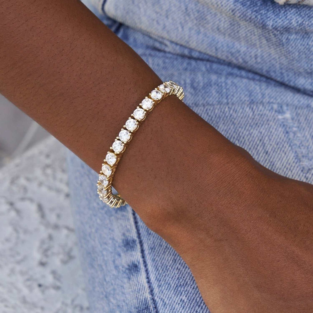 Diamond Tennis Bracelet + Diamond Eternity Ring Gift Bundle in Yellow Gold - 5mm