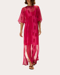 Lily Sheer Chiffon Flutter-Sleeve Maxi Dress