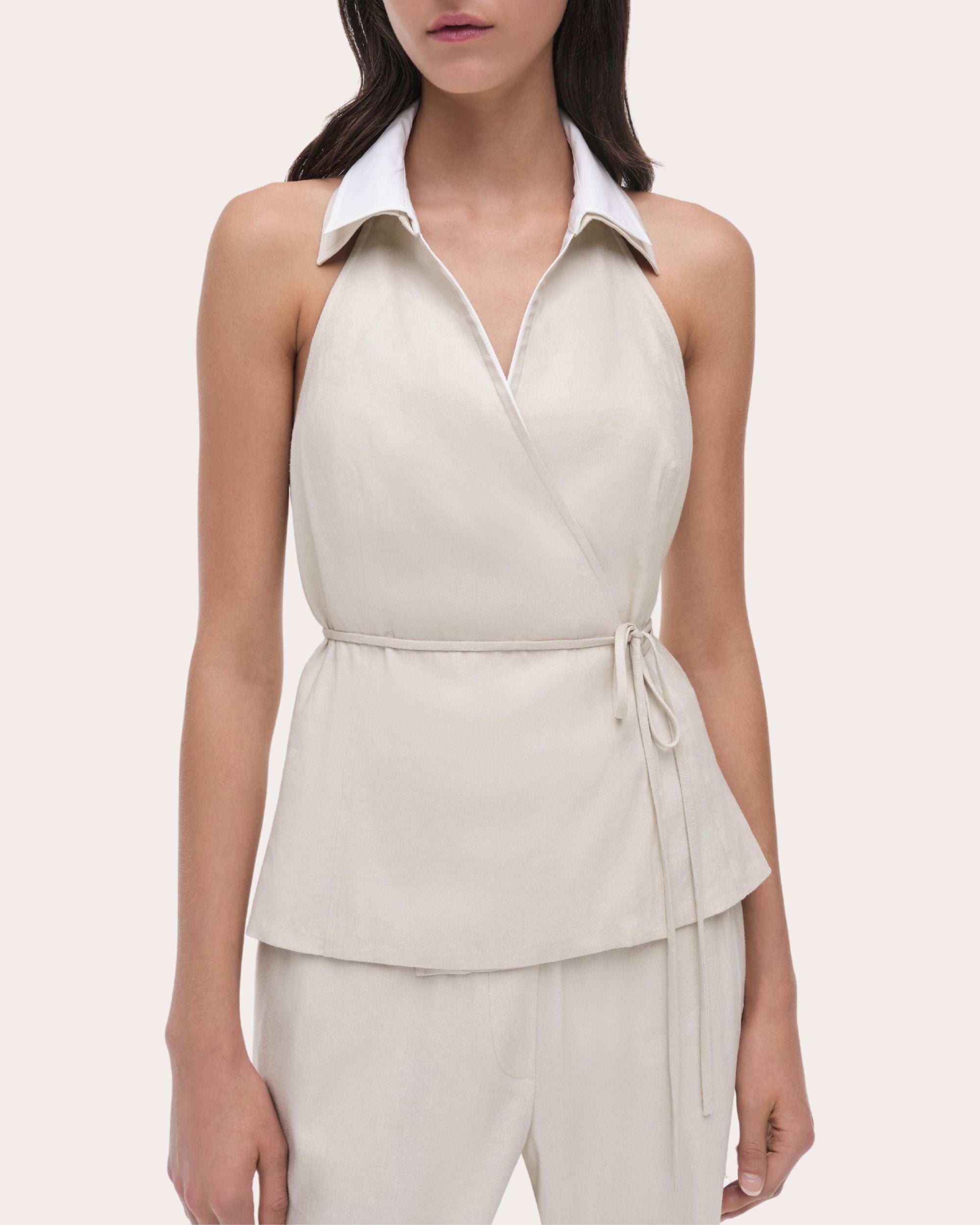 Campbell Collared Halter Wrap Shirt