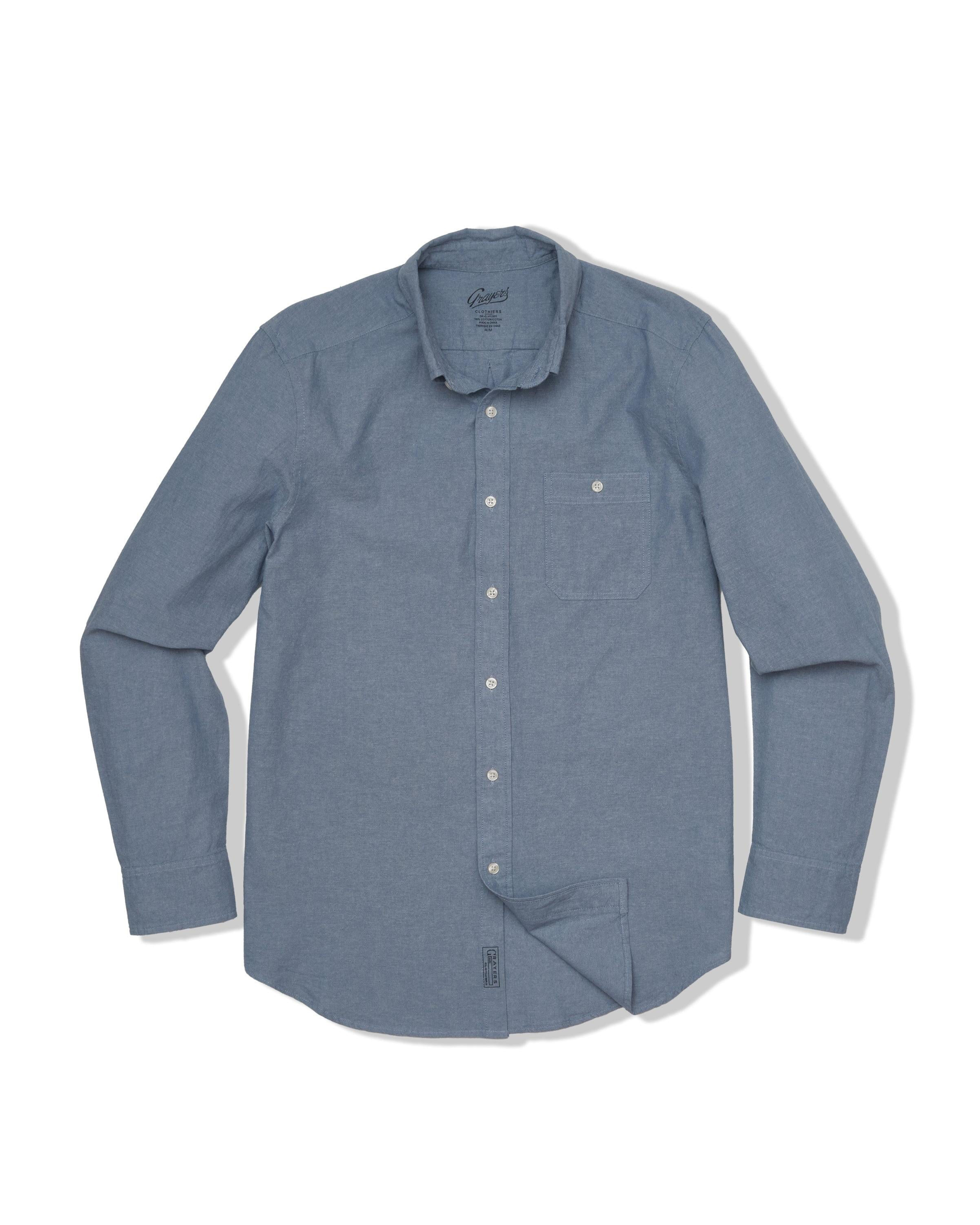 Lightweight Chambray Solid  Shirt - Denim Blue
