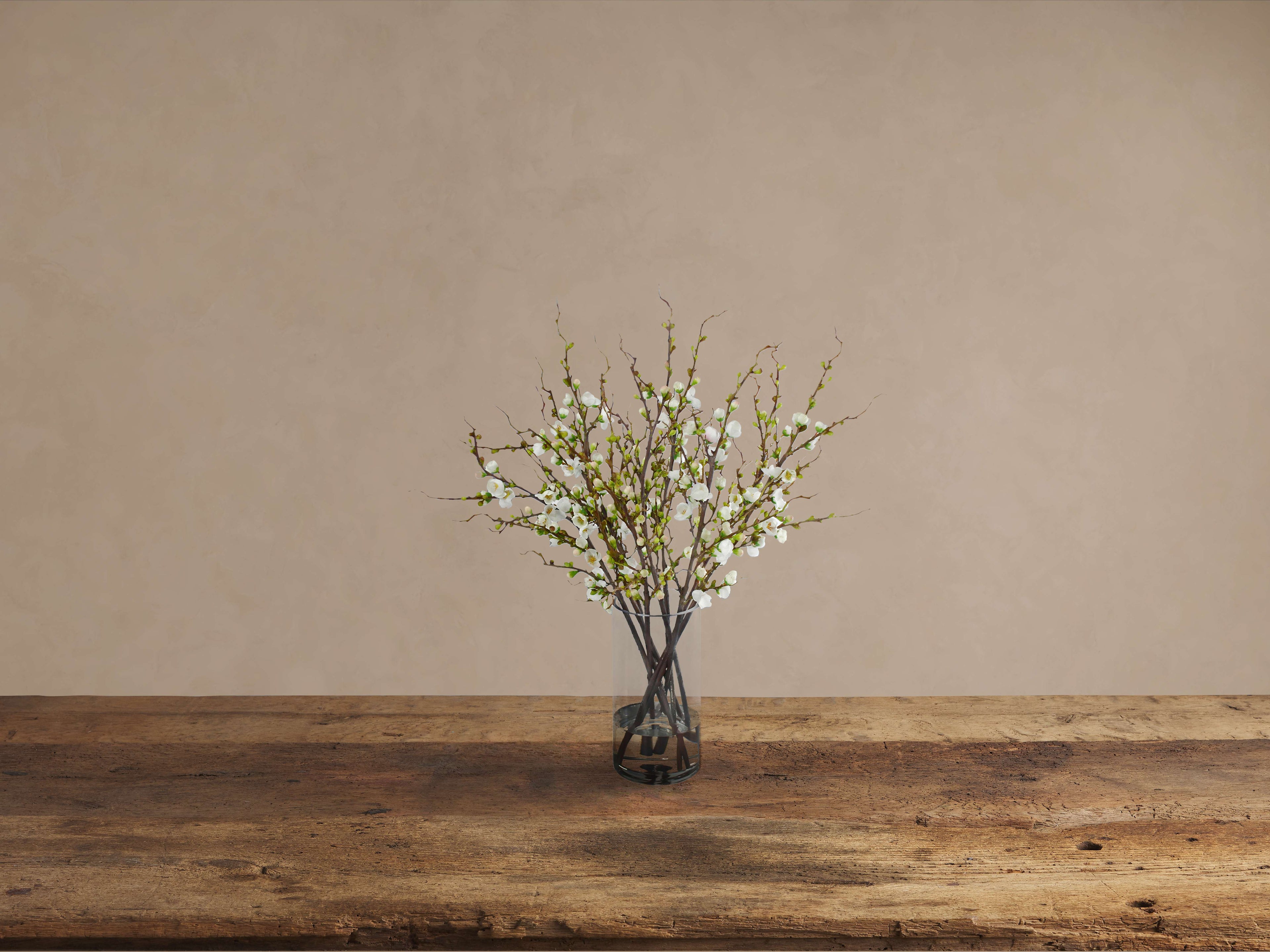 Faux Peach Blossom in Glass