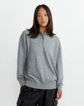 Washable Cashmere Polo Sweater in Heather Grey