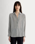 The Must-Have Shirt in Washable Silk | Black Micro Stripe