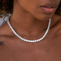 GLD Diamond Tennis Necklace in White Gold- 5mm