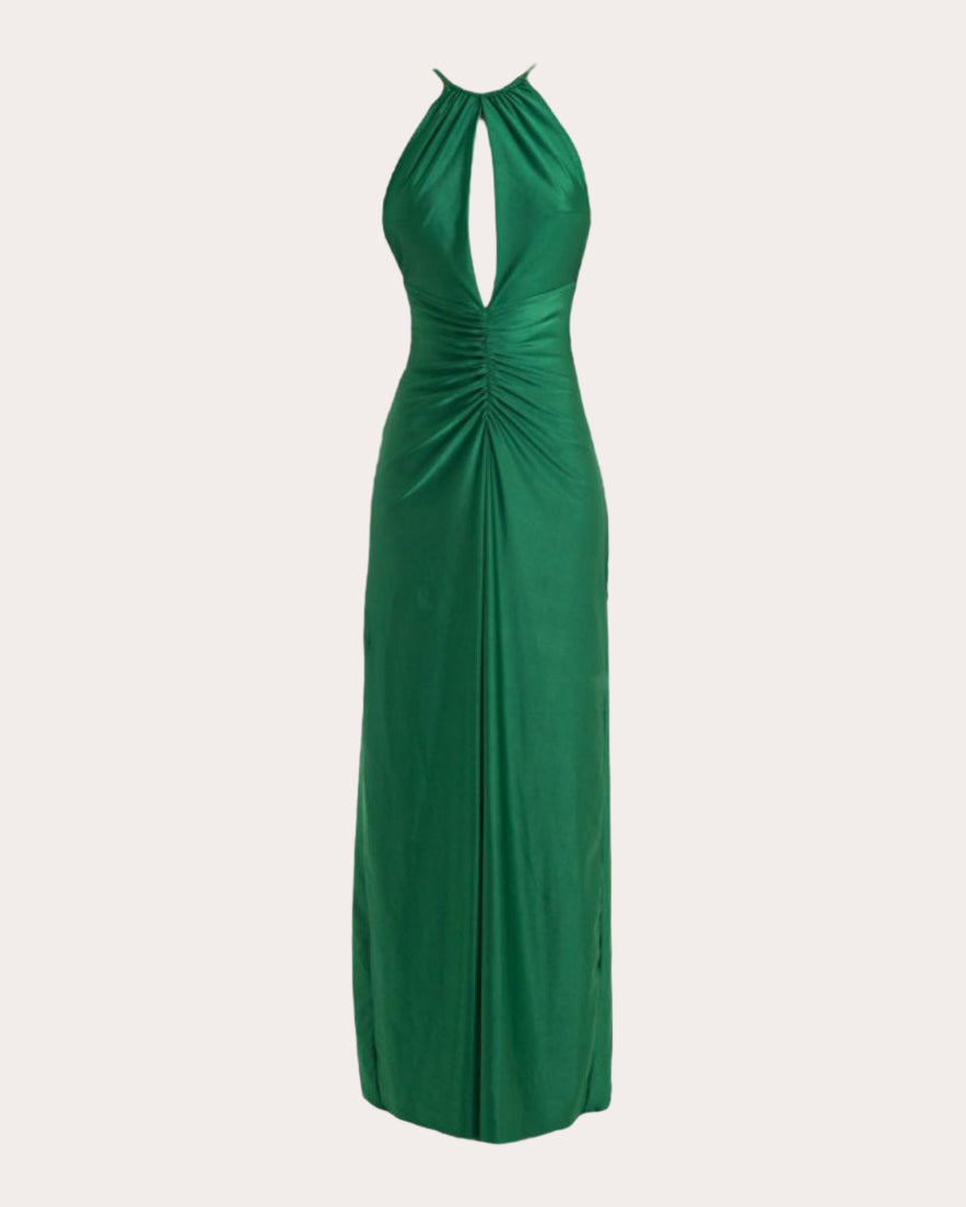 Edda Gathered Jersey Cutout Gown