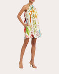 Bijou Floral Twill Chain Halter Mini Dress