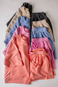 NT12429SET-Mineral Washed Knit Casual Top & Shorts