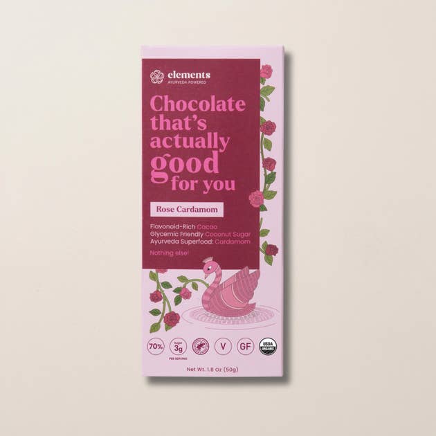 Rose Cardamom Dark Chocolate Bar | Vegan Kosher