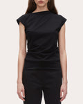 Cotton Jersey Draped Asymmetric T-Shirt