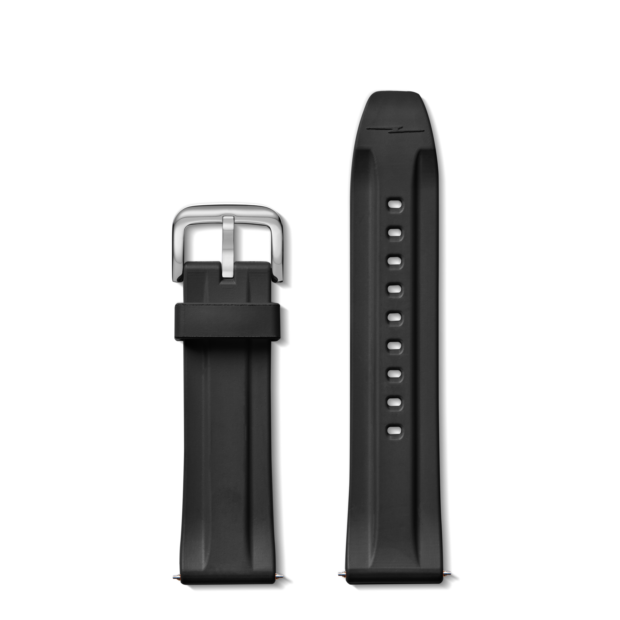 24mm Black Rubber Watch Strap - Black
