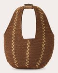 Aquarius Stitch Detail Raffia Shoulder Bag