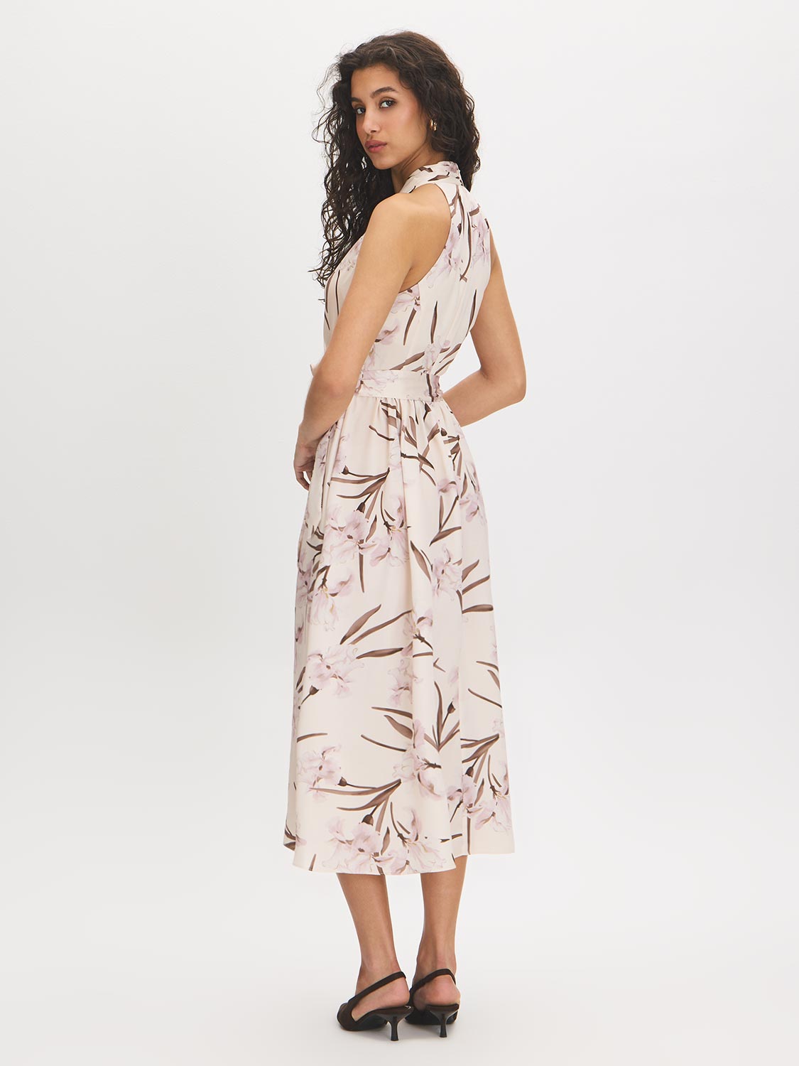 Printed Satin Halter Dress