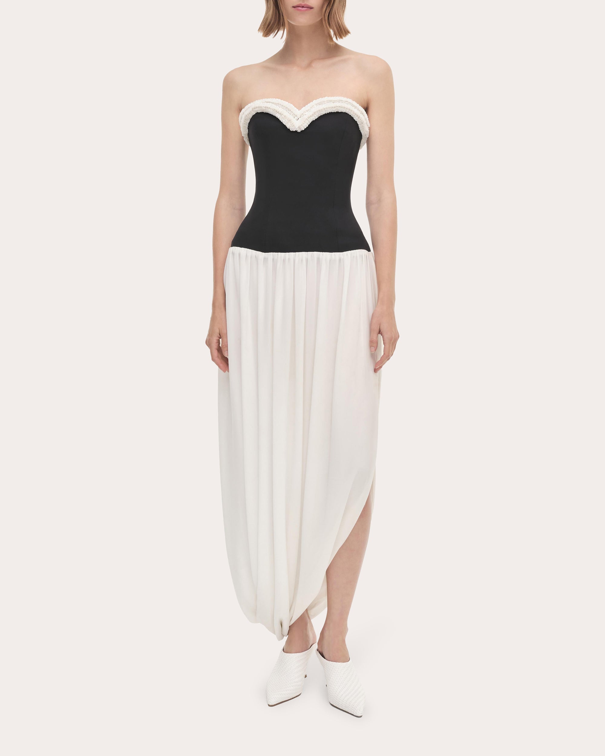 Augusta Crepe Bustier Combo Asymmetric Dress