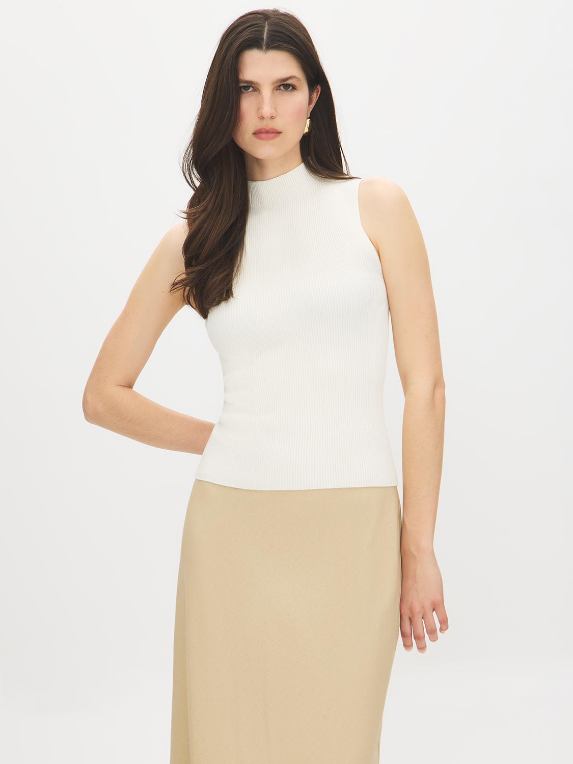 Sleeveless Funnel Neck Sweater