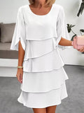 Julie's Plus Size Ruffled Layered Flutter Sleeve Midi Dress