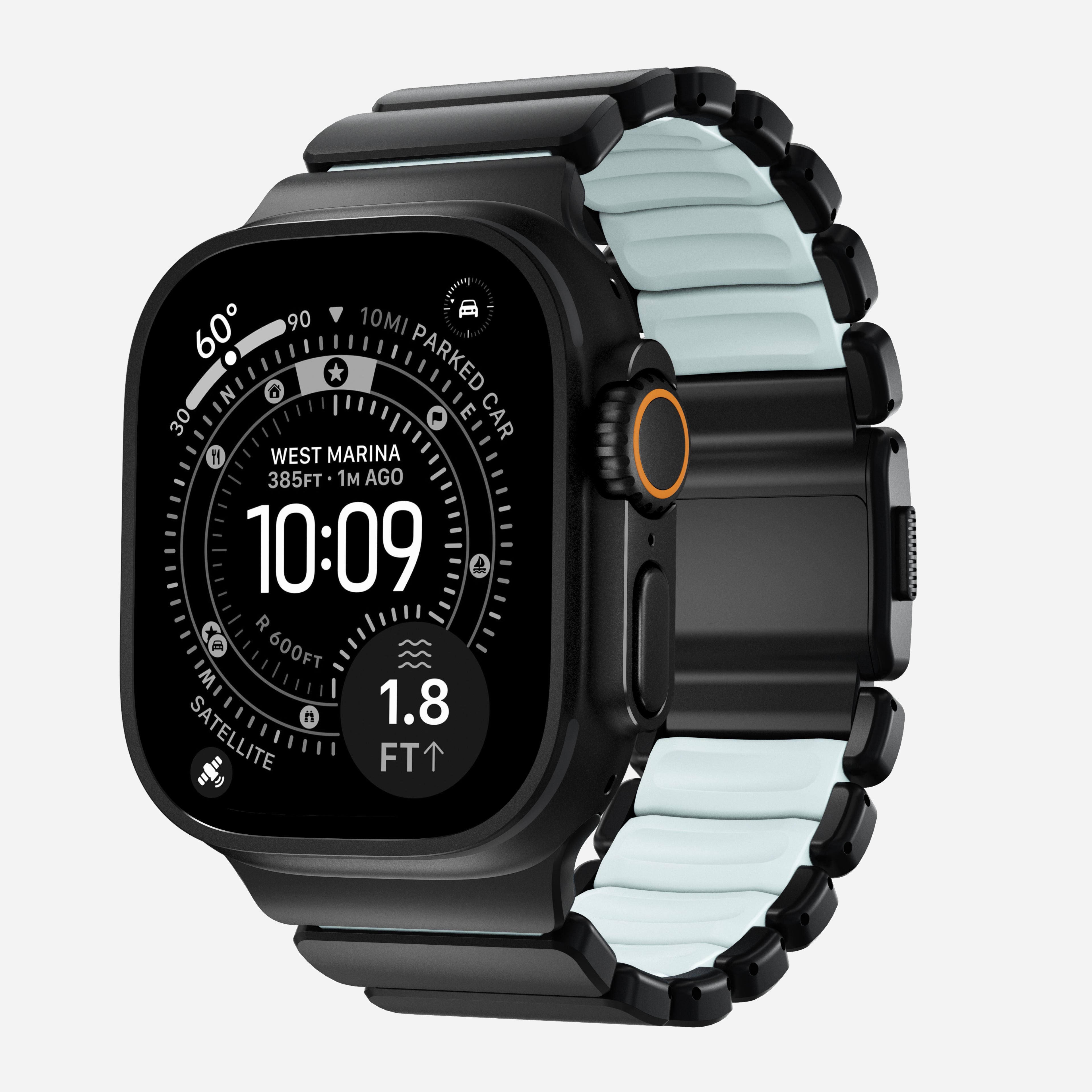 Stratos Band - 49mm | Black Titanium | Icy Blue Glow FKM