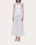 Arie Pleated Poplin Strapless Bustier Midi Dress