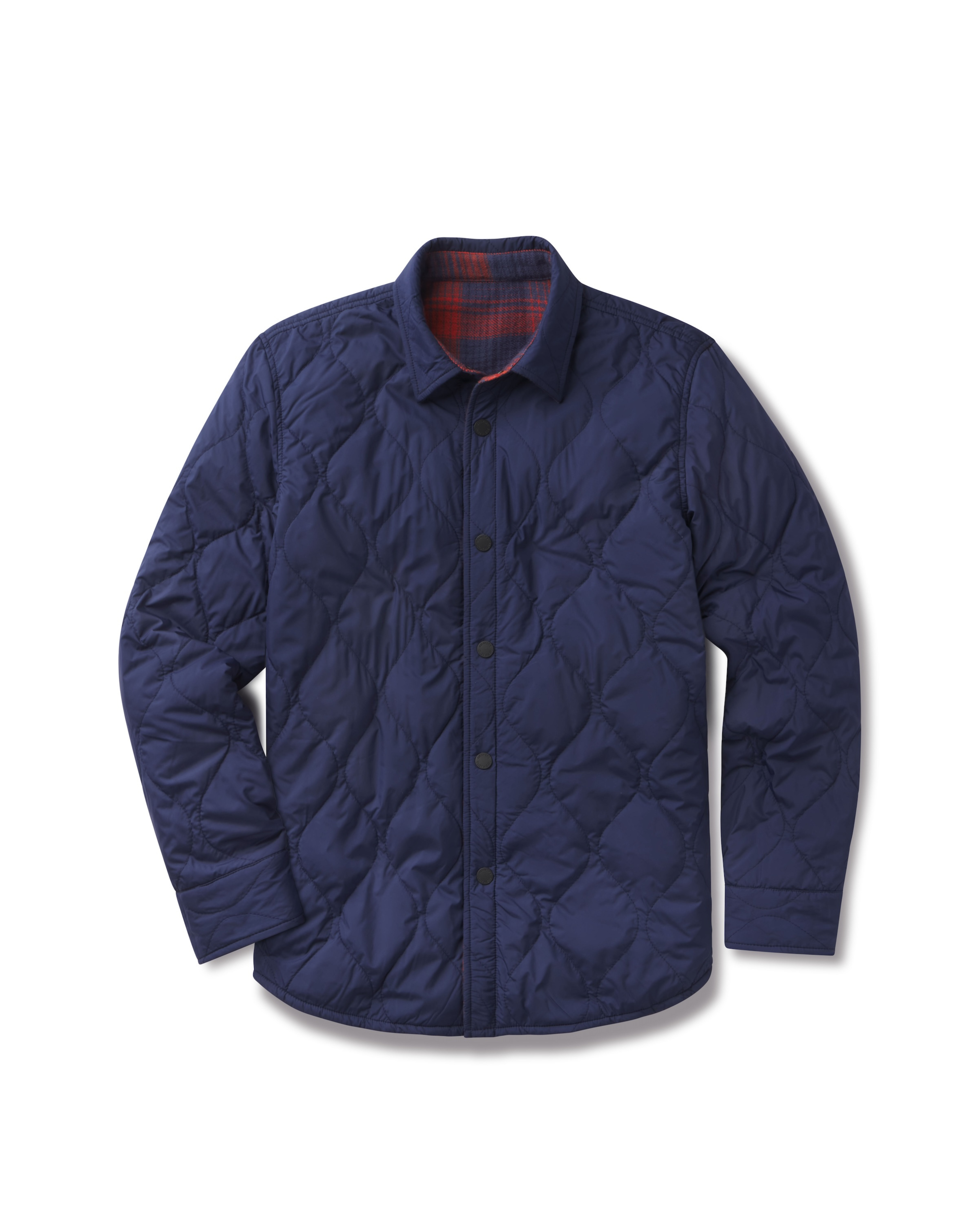 Quilted Flannel Reversible Shirt Jacket - Navy