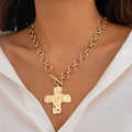 NOTABLE HAMMERED CROSS FRONT TOGGLE NECKLACE | 40NK9474