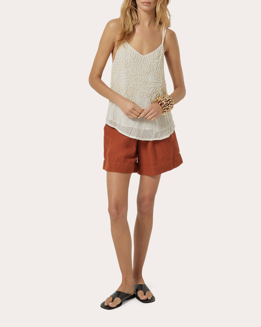 Yara Beaded Georgette Tank Top