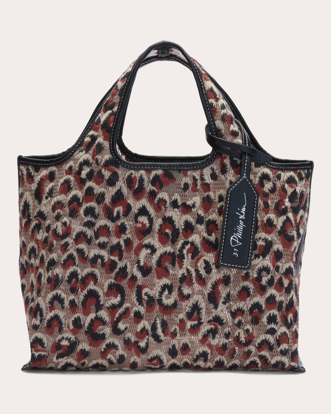 Embroidered Leopard Mesh Mini Market Tote