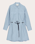 Stripe Poplin Belted Mini Shirt Dress